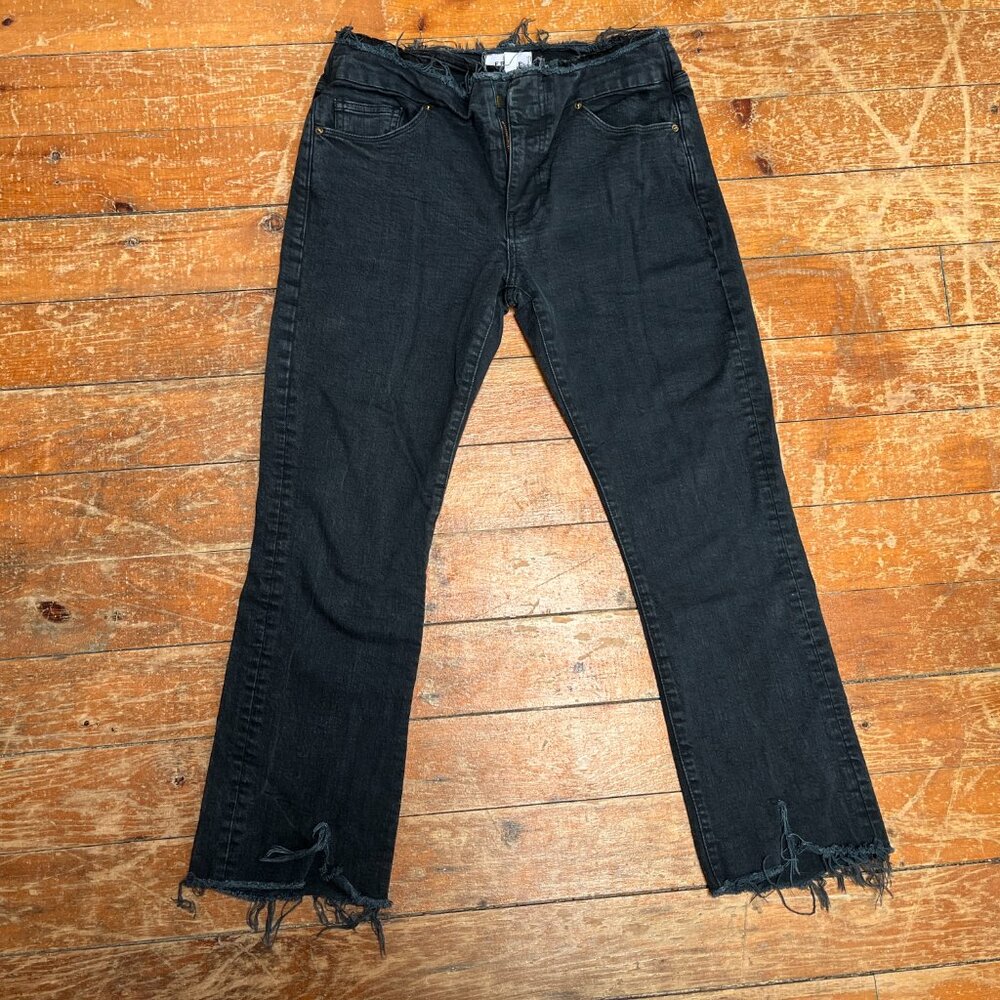 FRAME Cut Off Waist Mini Boot Slit Jean - Size 27 - colour Film Noir